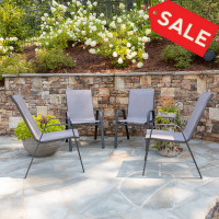Flash Furniture 4-JJ-303C-G-GG 4 Pack Brazos Series Gray Outdoor Stack Chair with Flex Comfort Material and Metal Frame